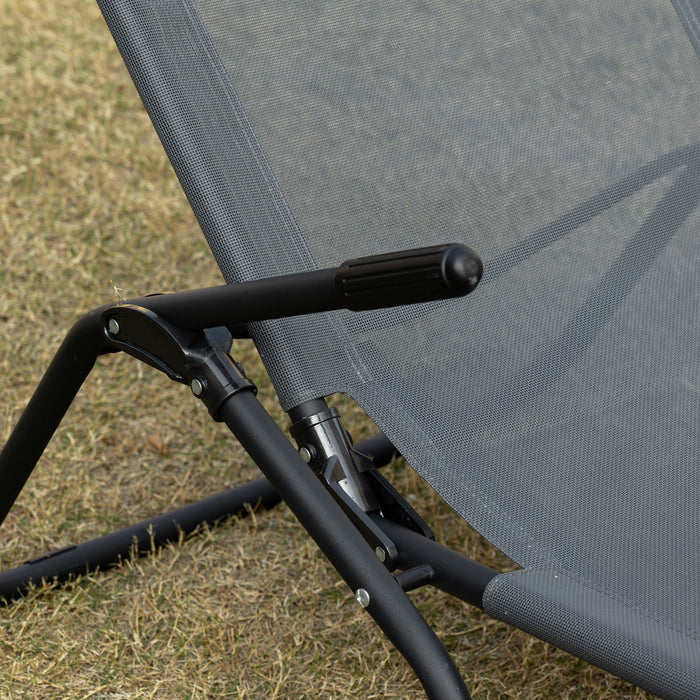 Chaise Longue De Patio Pliable Outsunny Grise