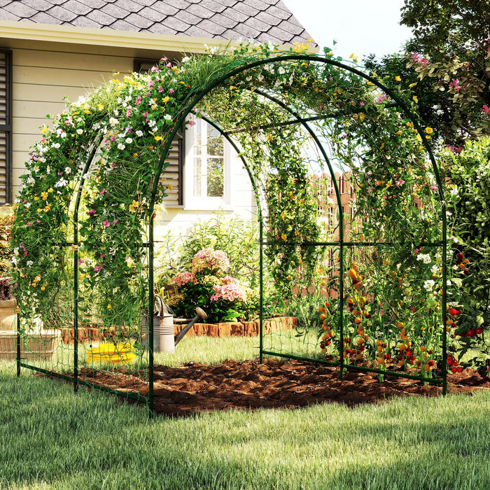 Outsunny Treillis en Arc de Jardin, Treillis pour Concombres de 2,16 m de Haut avec Filet