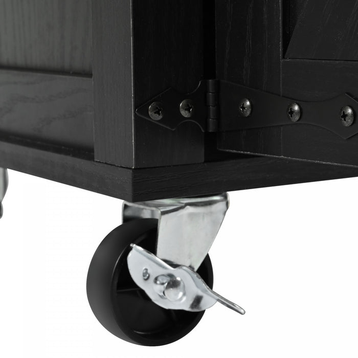 Chariot De Cuisine Elton 53,5\" En Bois Reconstitue Avec Prise Electrique Et Rangement - Noir