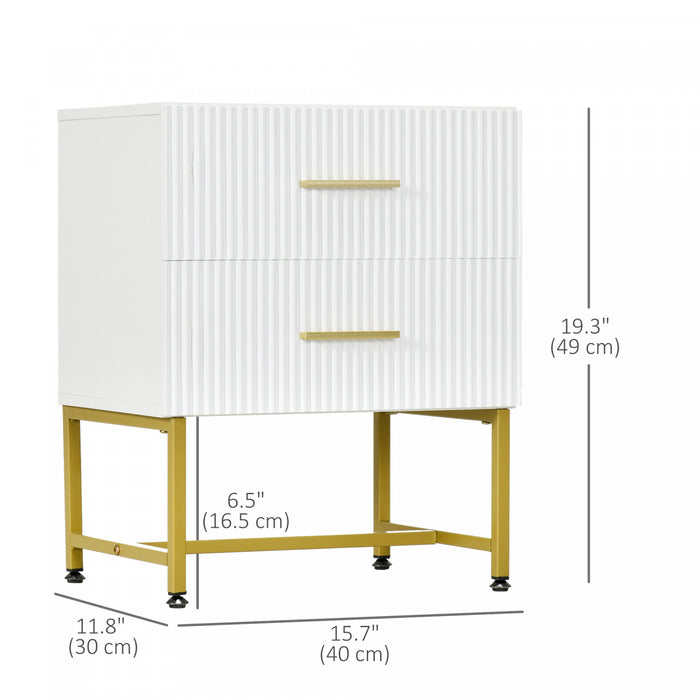 HOMCOM Ensemble de 2 Tables de Chevet avec Tiroirs pour Chambre, Blanc