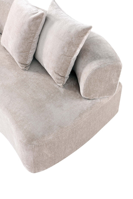Canape en chenille beige Verandah Mid-Century Modern 231 cm