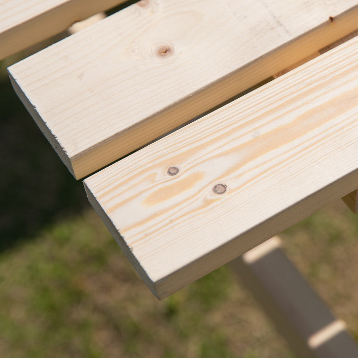 Outsunny Table De Pique-nique En Bois Avec Bancs Integres Trou