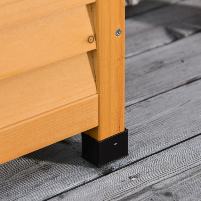 Outsunny Boite De Terrasse En Bois 75 Gallons, Conteneur De Stockage Exterieur Avec Espace D'aeration Et Finition Anti-intemperies, Jaune