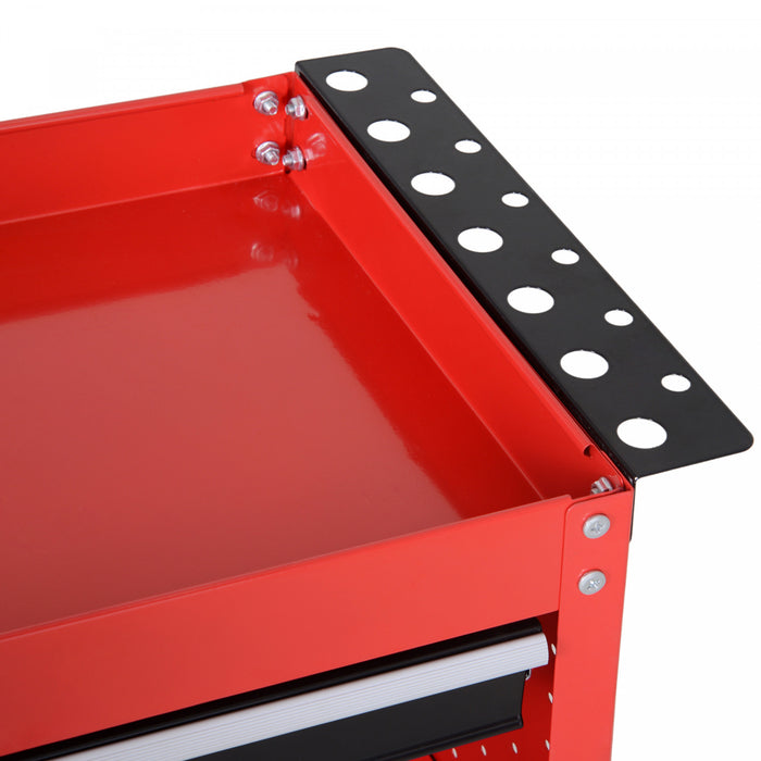 Homcom Chariot A Outils Roulant Avec Rangement Pour Garage, Rouge