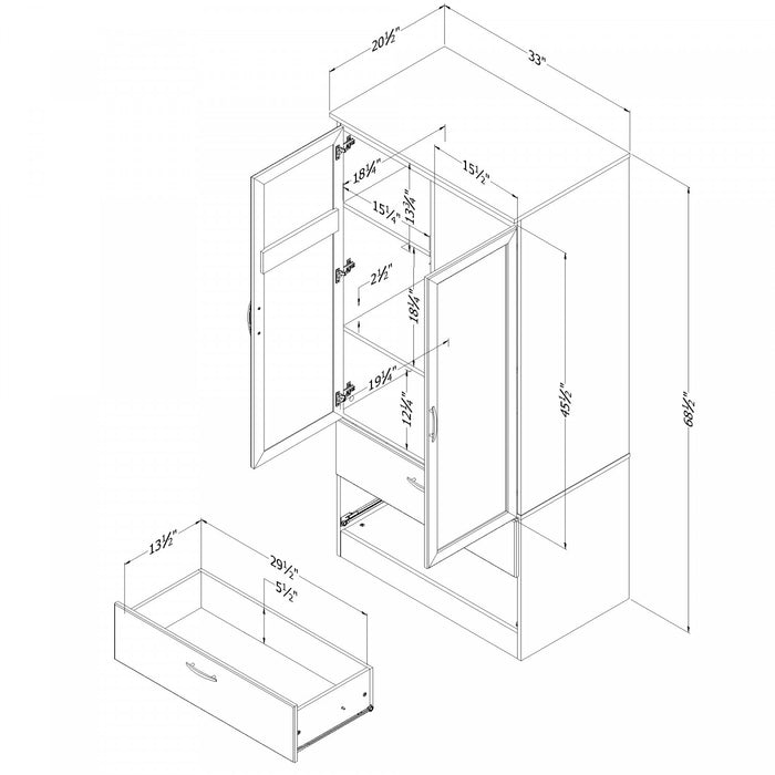 Acapella Armoire penderie Blanc solide, de Meubles South Shore