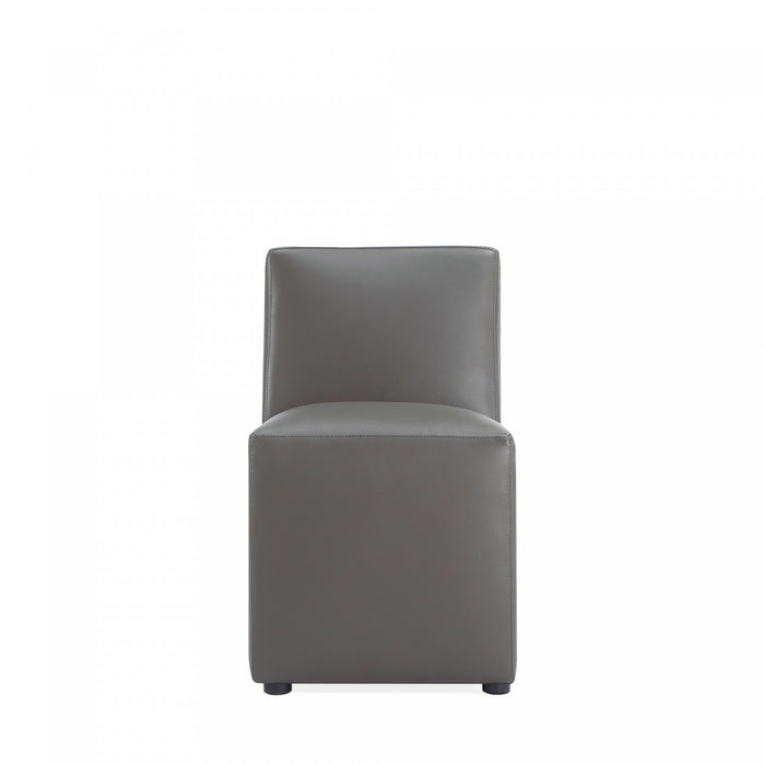 Chaise de salle a manger moderne en cuir vegetalien graphite Anna - Lot de 2