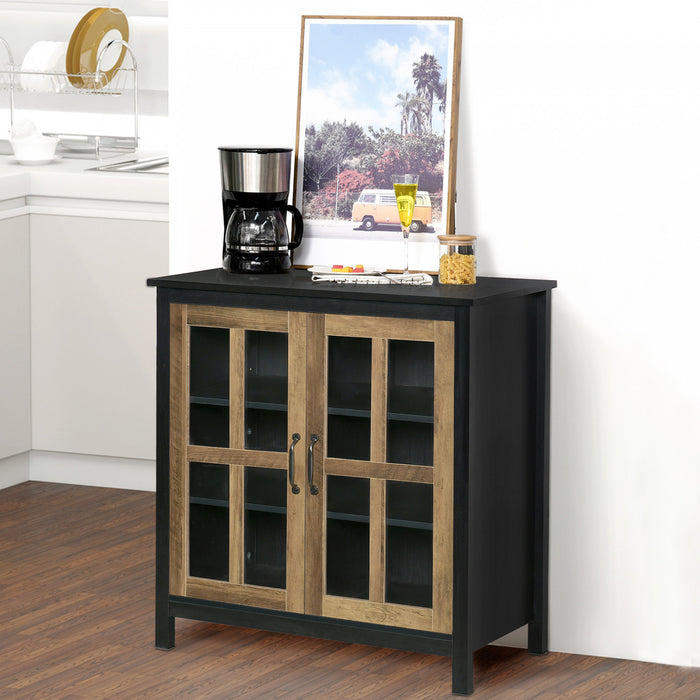 HOMCOM Buffet Cuisine Portes Vitrine Armoire d'Appoint