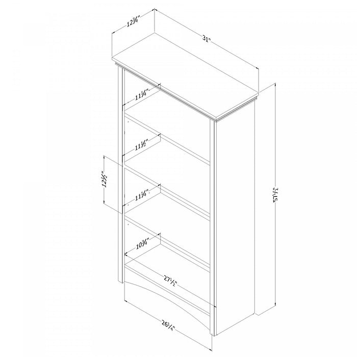Gascony Bibliotheque 4 Tablettes - Erable Cendre