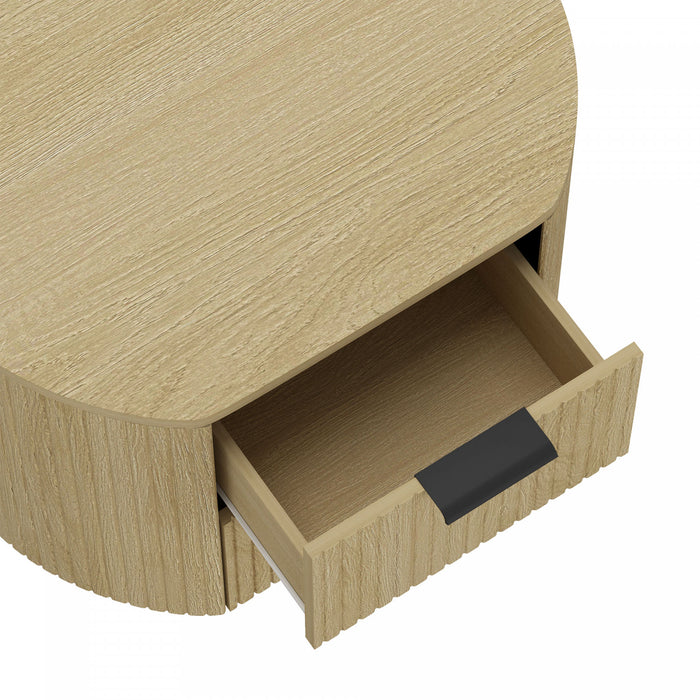Table de nuit moderne Olivia 27\" en chene naturel (2 tiroirs)