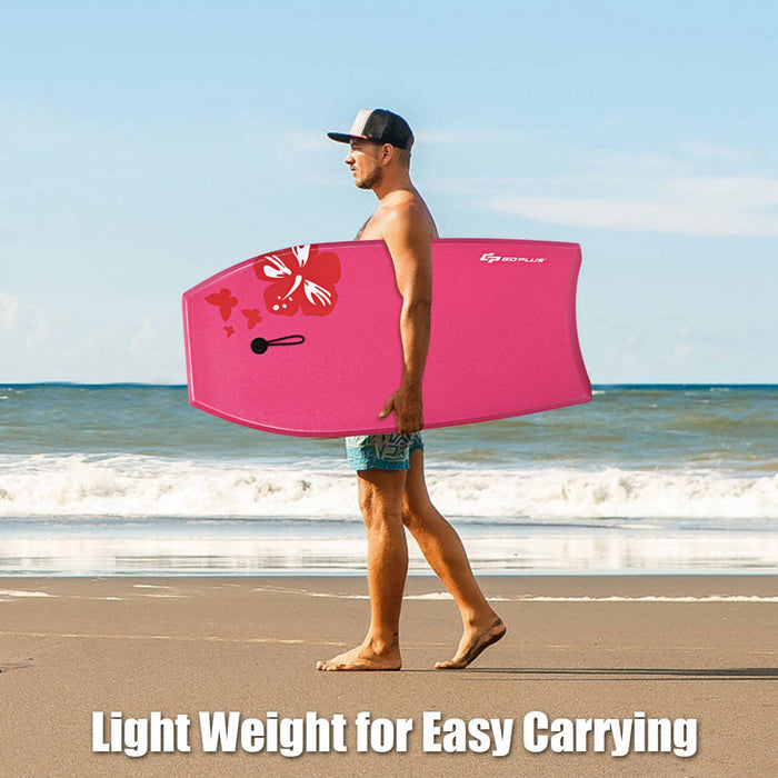 Goplus 41'' Super Leger Bodyboard Surfing W/leash Eps Core Embarque Ixpe Rose