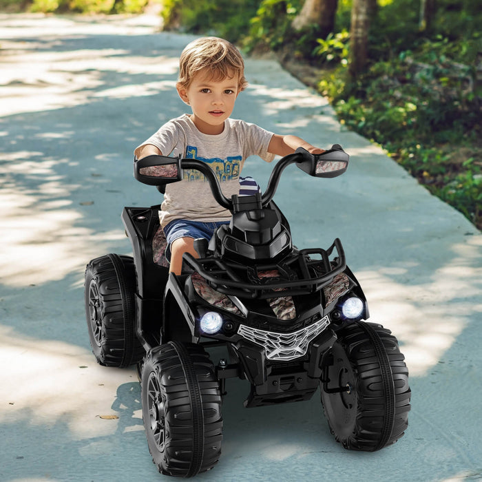 Costway 12v Kids Ride On Atv 4 Wheeler Vehicule Electrique Avec Musique Et Phares Demarrage Souple Noir