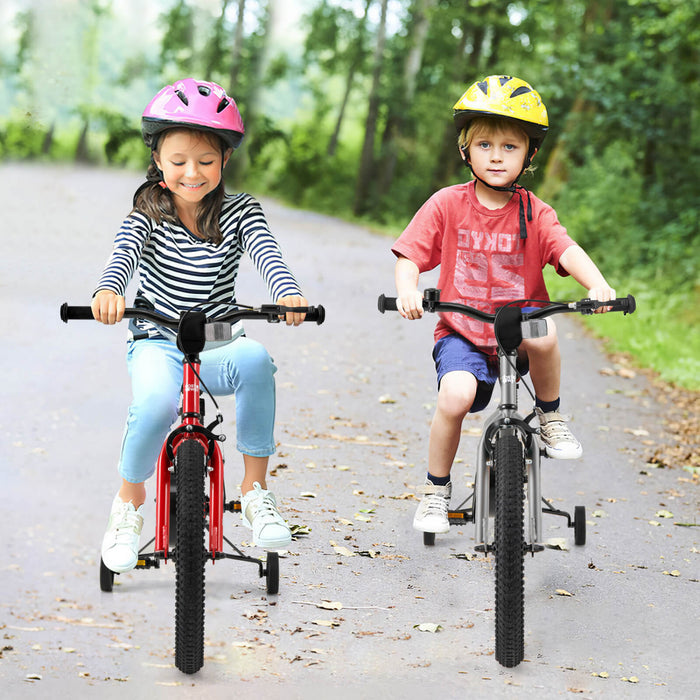 Velo Costway 18 Pouces Pour Enfants De 4 A 8 Ans Avec Selle Reglable Et Guidon Antiderapant Argent