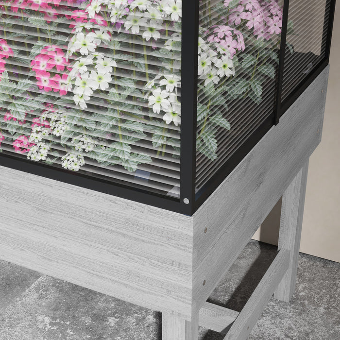 Outsunny Lit De Jardin Sureleve, Event De Serre A Cadre Froid, Gris Vieilli