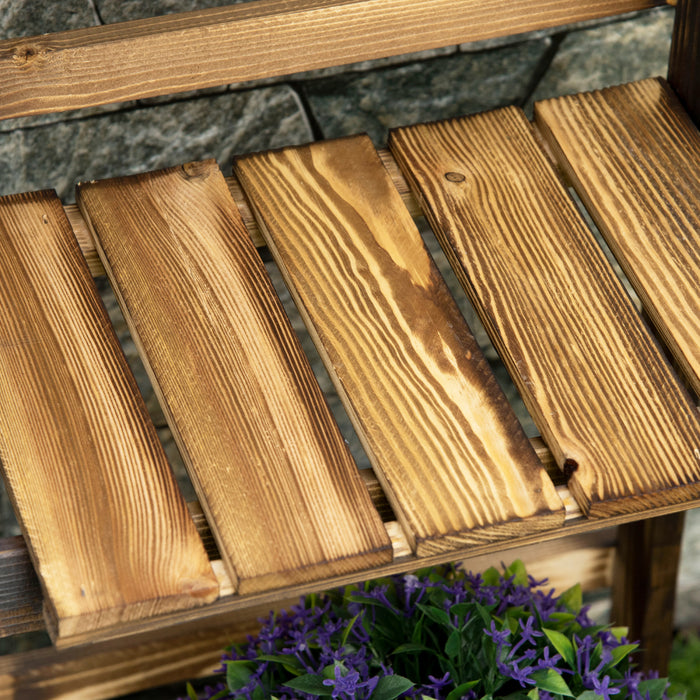 Outsunny - Support De Plantes Sureleve En Bois Rustique A 3 Niveaux, Avec Un Fond A Lattes Et Un Design Naturel Et Elegant, 16\" X 15\" X 37''