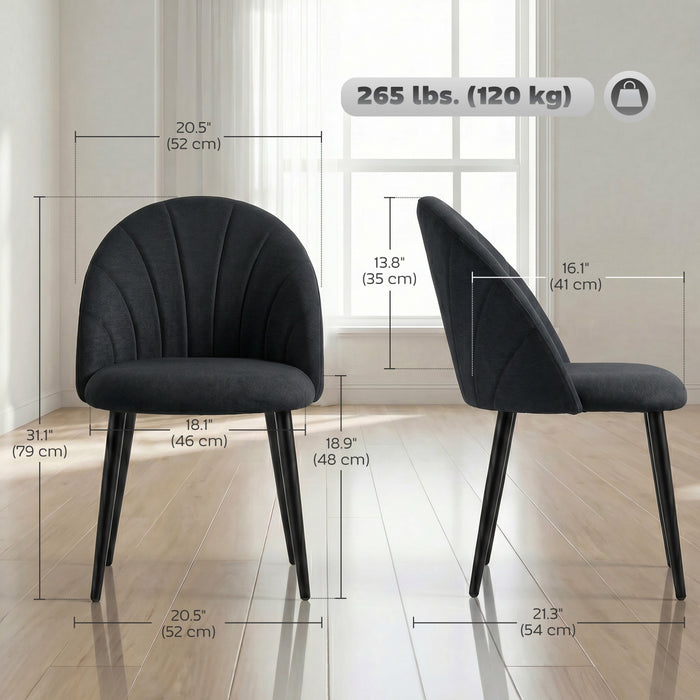 HOMCOM Lot de 4 chaises de salle a manger avec pieds en metal, noir