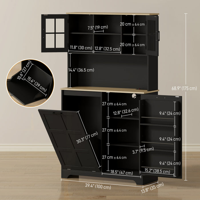 HOMCOM Armoire garde-manger de cuisine, placard pour poubelle, noir
