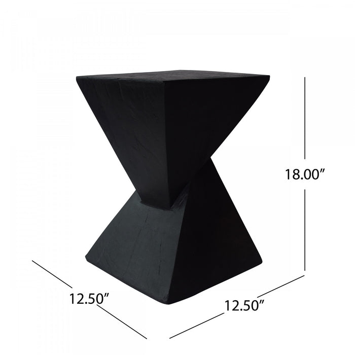 Table d'appoint geometrique torsadee Zane 18 pouces MGO, table laterale interieure a grain de bois, noir