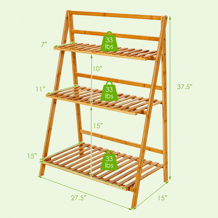 Etagere A Plantes Pliable En Bambou Costway – 3 Niveaux