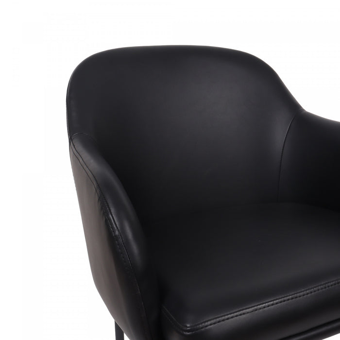 Fauteuil contemporain Loft en cuir vegetalien avec accoudoirs en metal noir - Lot de 2