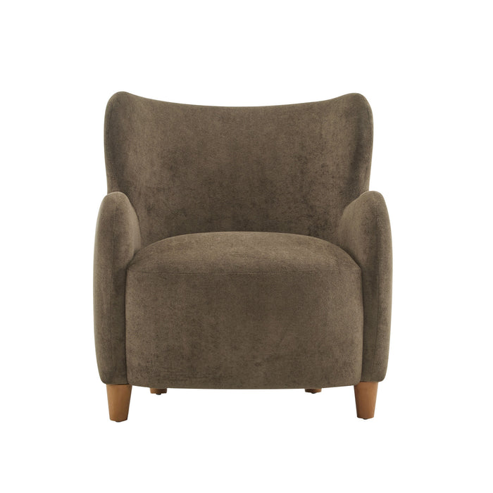Sophia Fauteuil confortable rembourre avec dossier a oreilles, marron fonce