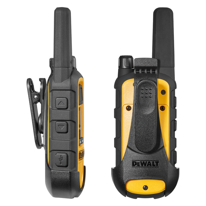 6 Talkies de chantier Dewalt DXFRS800 Plus écouteurs - 2 Watt, robuste, longue portée, radios bidirectionnelles intérieures-extérieures + 22 canaux