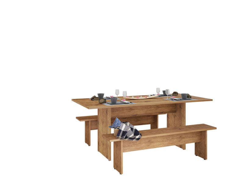 Ensemble de salle a manger moderne Nomad 3 pieces en bois naturel