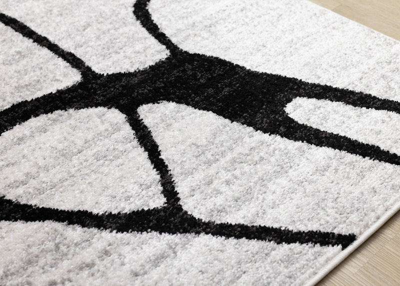 Tapis Emmett gris et noir avec motif tourbillon, 7'10\" x 10'6\"