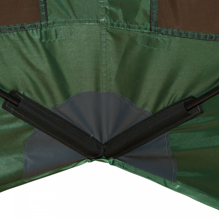 Outsunny 12 'x 12' Hexagone Automatique Pop Up Screen Tentes Abri De Camping Pique-nique Auvent Pare-soleil Exterieur Avec Parois En Maille Et Sac De Transport Vert