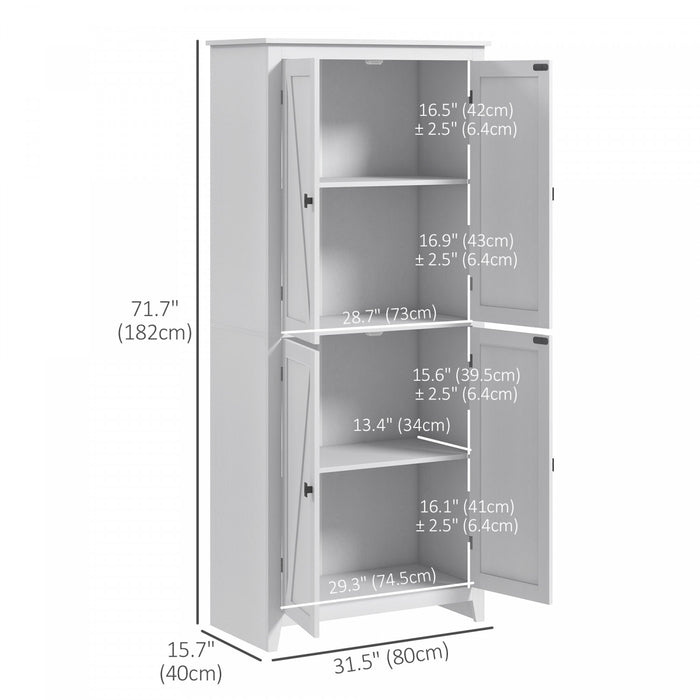 HOMCOM Garde-Manger Cuisine 183cm Buffet Armoire Blanc