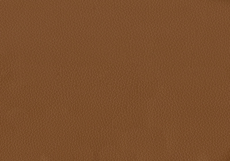 Chaise D'Appoint Rembourre, 34\"L, Apparence Cuir Cognac, Pieds En Bois De Noyer
