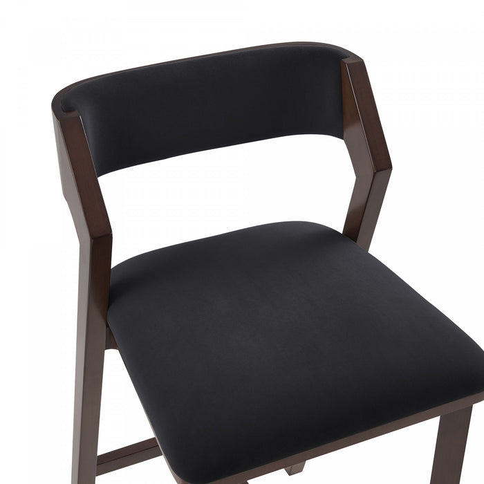 Tabouret de bar moderne Patricia en bois et tissu noir