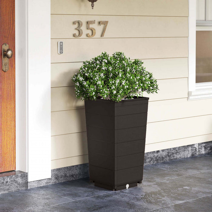 Costway 23\" Planter Haut Ensemble De 2 Pour Utilisation Interieure / Exterieure Grande Plante Auto-arrosante Pot Marron