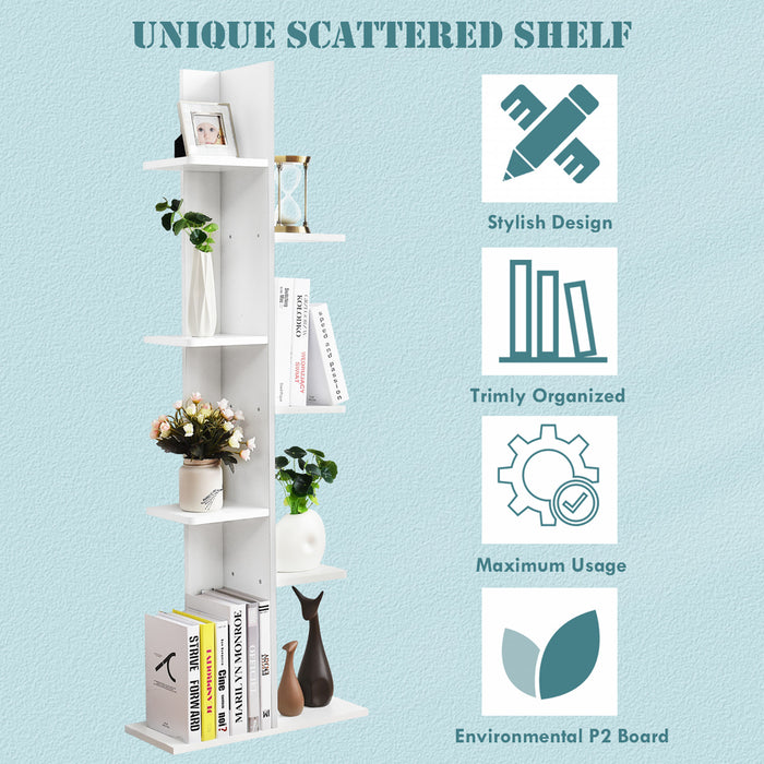 Costway Open Concept Bibliotheque Plante Affichage Etagere Rack Stockage Holder Bois Blanc