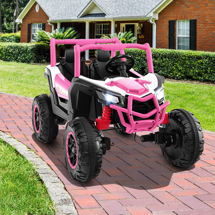 Costway 24v Kids Ride Sur Utv Avec 4 X 100w Puissant Moteur Telecommande Haute/basse Vitesse Rose