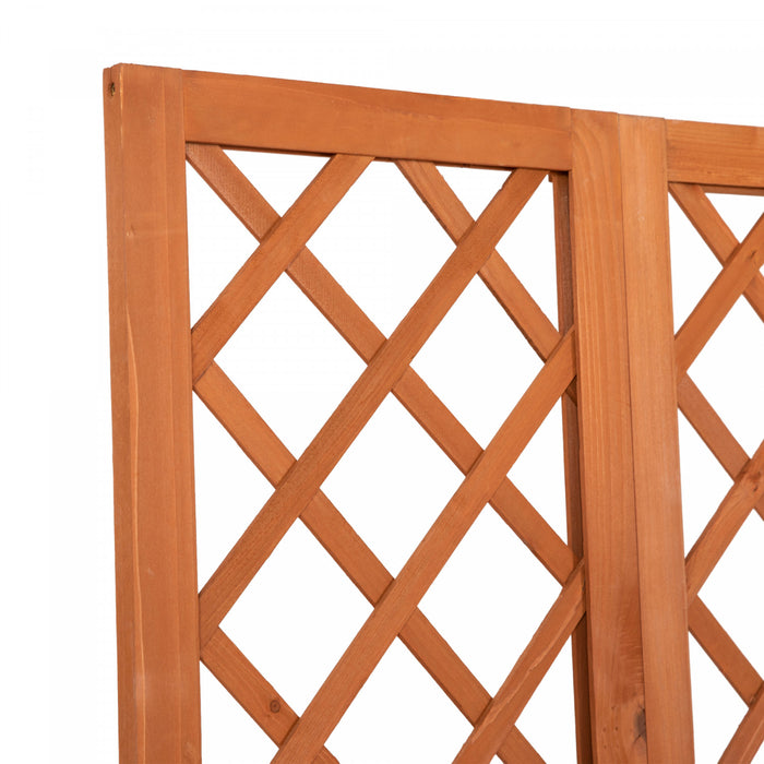 Outsunny Banc De Jardin En Bois Avec Treillis Et Jardinieres Pour Patio