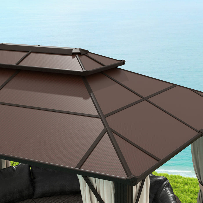 Outsunny Gazebo A Toit Rigide De 10' X 13' Avec Toit En Polycarbonate