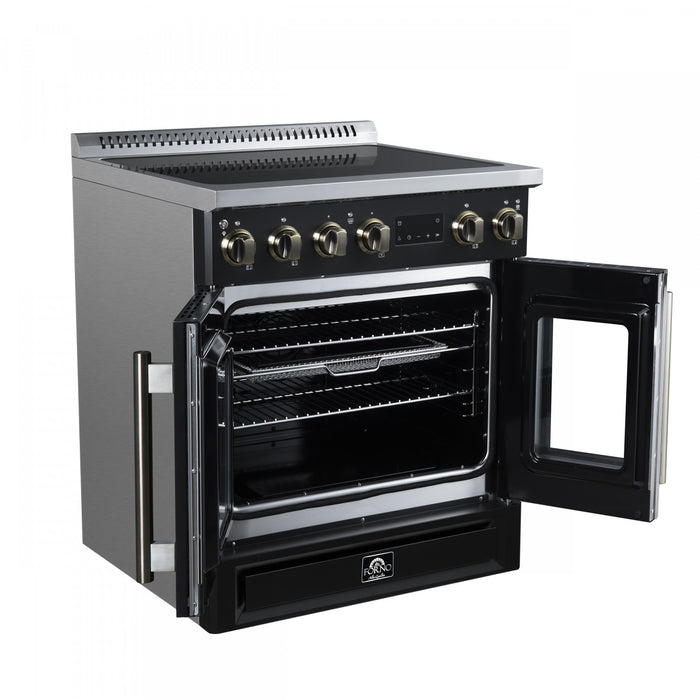 Cuisiniere a induction Torino de 30 po, noire, avec portes francaises, 4,32 pi³ – FFSIN0950-30BLK
