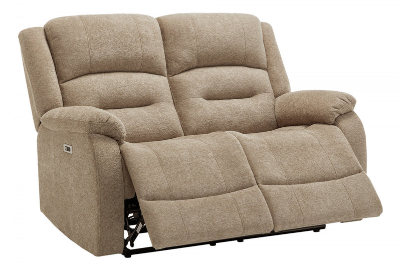 Petit Causeuse Rembourre 2 Places Inclinable Electrique, 50\"L, Port Usb Inclus,Tissu Beige