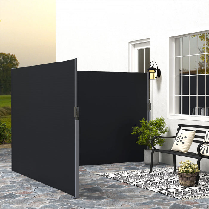 Outsunny Auvent Double Face Retractable, Ecran De Confidentialite, Noir
