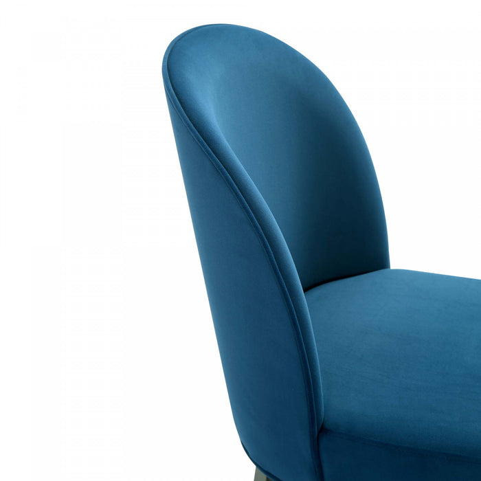 Chaise de salle a manger moderne en bois Hillman avec revetement bleu - Lot de 4