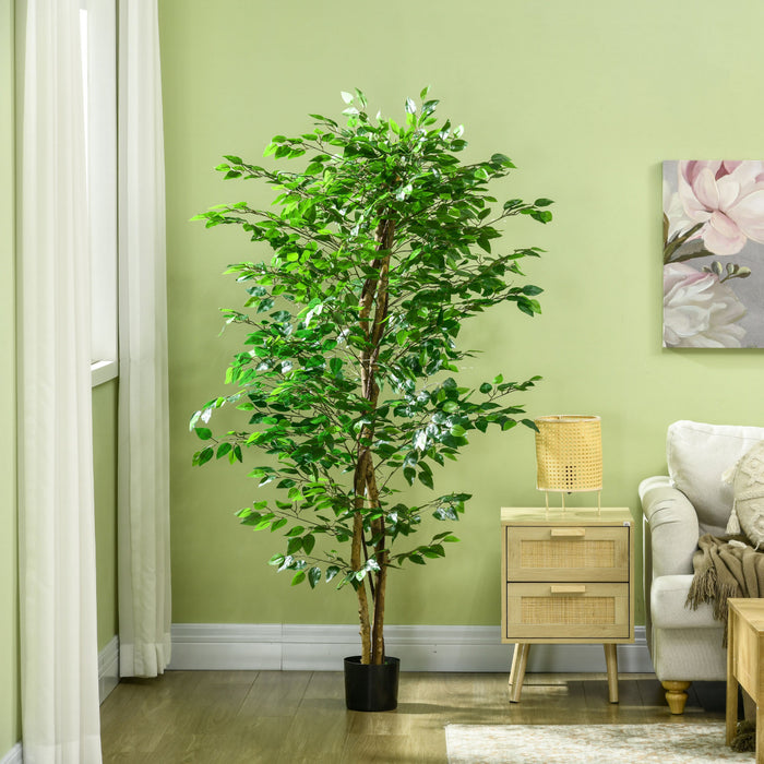 HOMCOM Ficus Artificiel 6pi, Plante Decorative Fausse pour Decoration