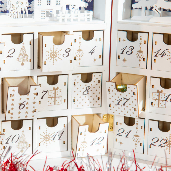 Homcom Calendrier De L'avent De Noel En Bois De 24 Jours