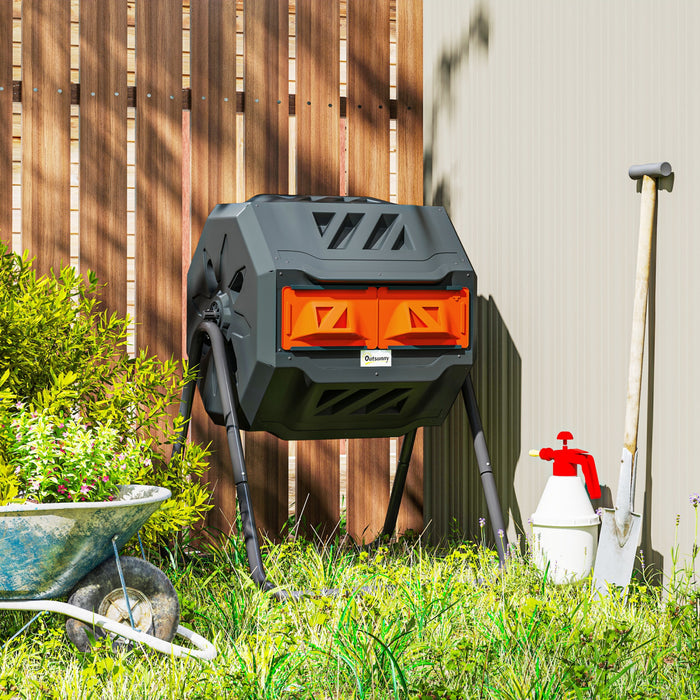 Outsunny Composteur Exterieur Rotatif A 360°, 43 Gallons, Orange