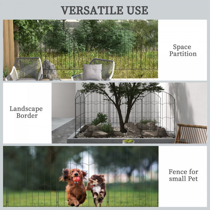 Outsunny Cloture de jardin 11,4', cloture en acier, lot de 4, noir