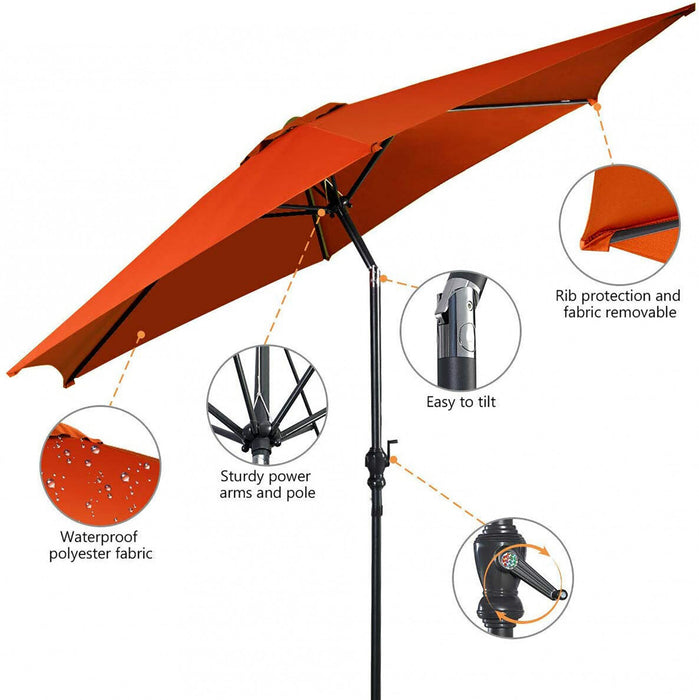 Costway Parasol de Patio 9ft Exterieur avec Pied de Parasol Rond de 50 LBS avec Roulettes