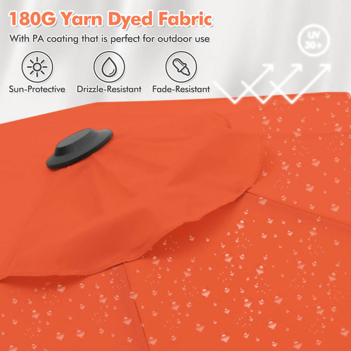 Costway Parasol de patio double face de 13 pieds avec lumieres solaires, manivelle, base de parasol orange