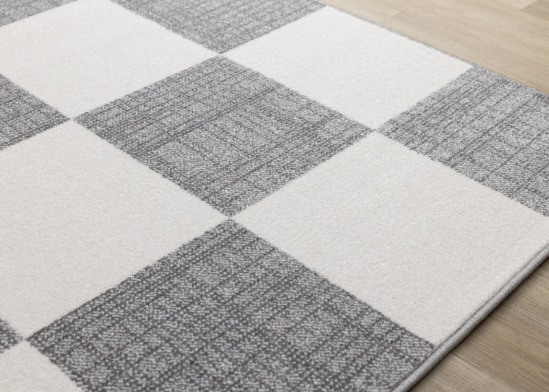 Tapis Covington a Carreaux Gris et Blanc, 5'3\" x 7'7\"