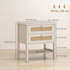 HOMCOM Rattan Nightstands Set of 2 Bedside Tables with 2 Drawers White Oak