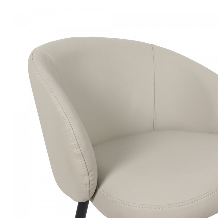 Chaise laterale moderne contemporaine Looma en cuir vegetalien et metal, gris pierre - Lot de 2