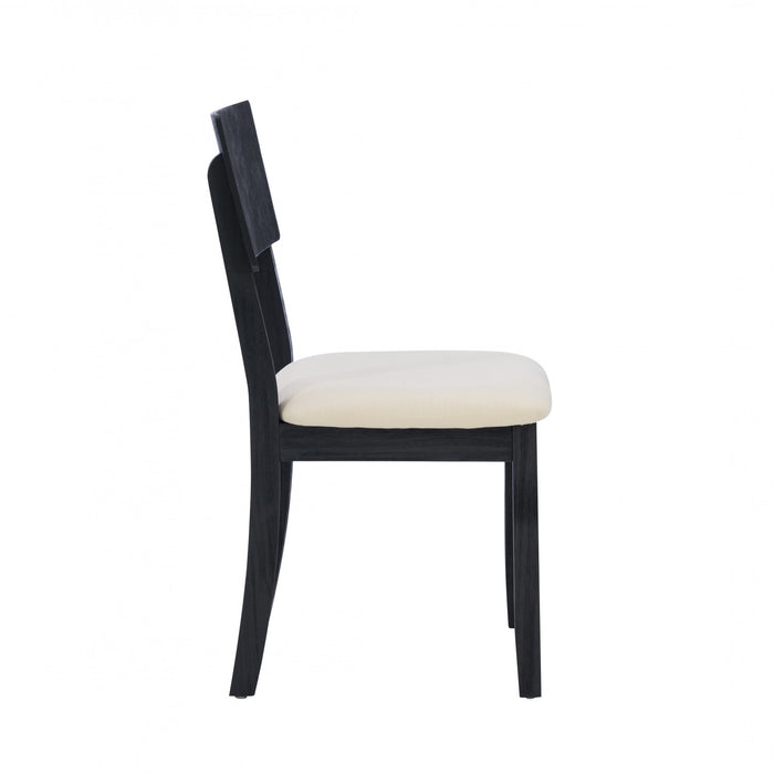 Chaise de salle à manger Jorissen en tissu d’apparence lin anthracite foncé - ensemble de 2